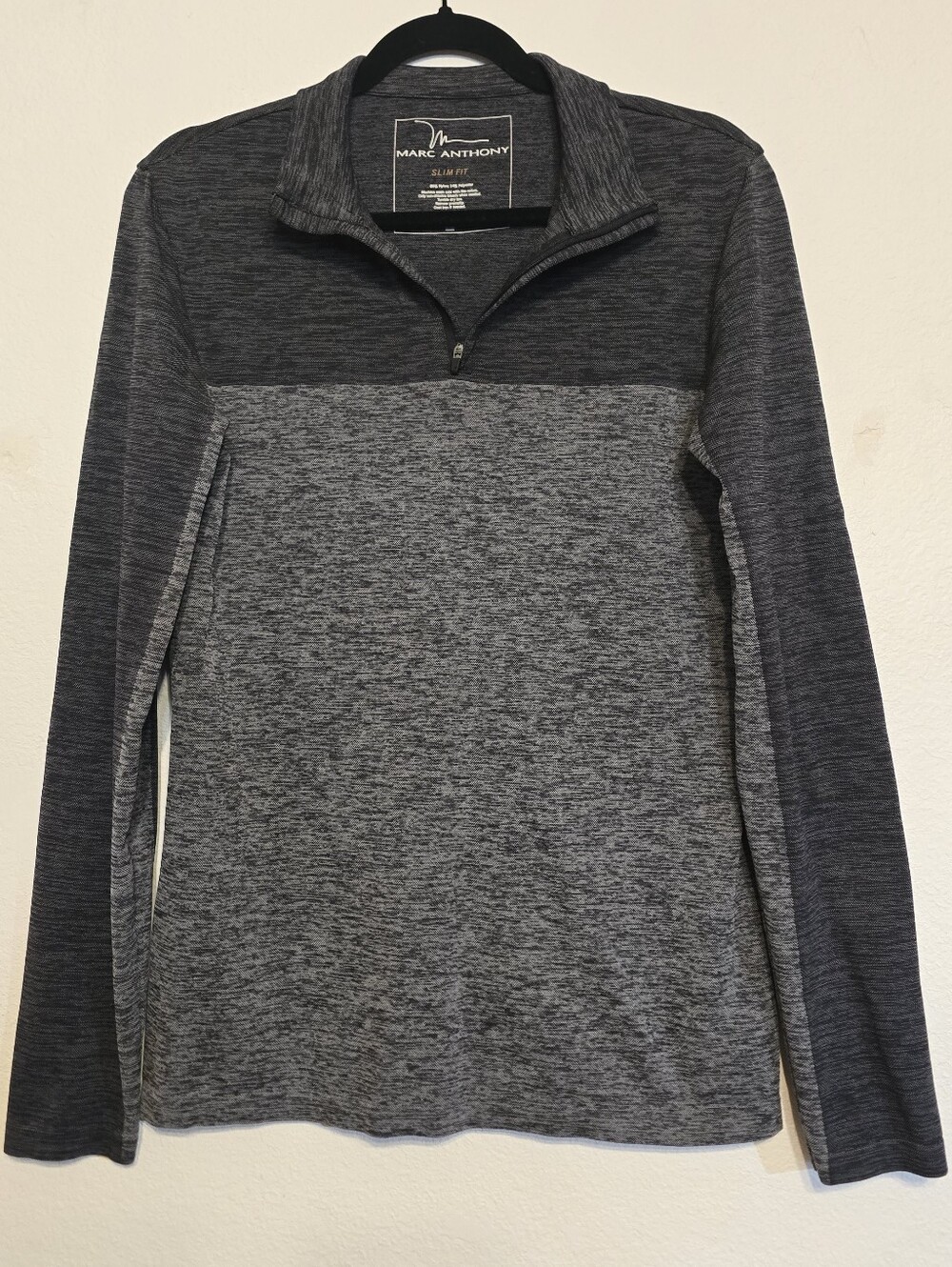 Marc Anthony Men's Slim Fit 1/4 Zip Pullover Jacket Gray Size Small
